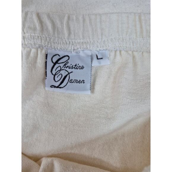 Rare VTG Christine Damen Cream Cotton Linen Maxi Skirt Set Fray/Fringe  Sz M/L - Picture 7 of 8